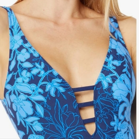 Lilly Pulitzer Jaspen One Piece Swimsuit Low Tide Navy Size 14 - Picture 11 of 11